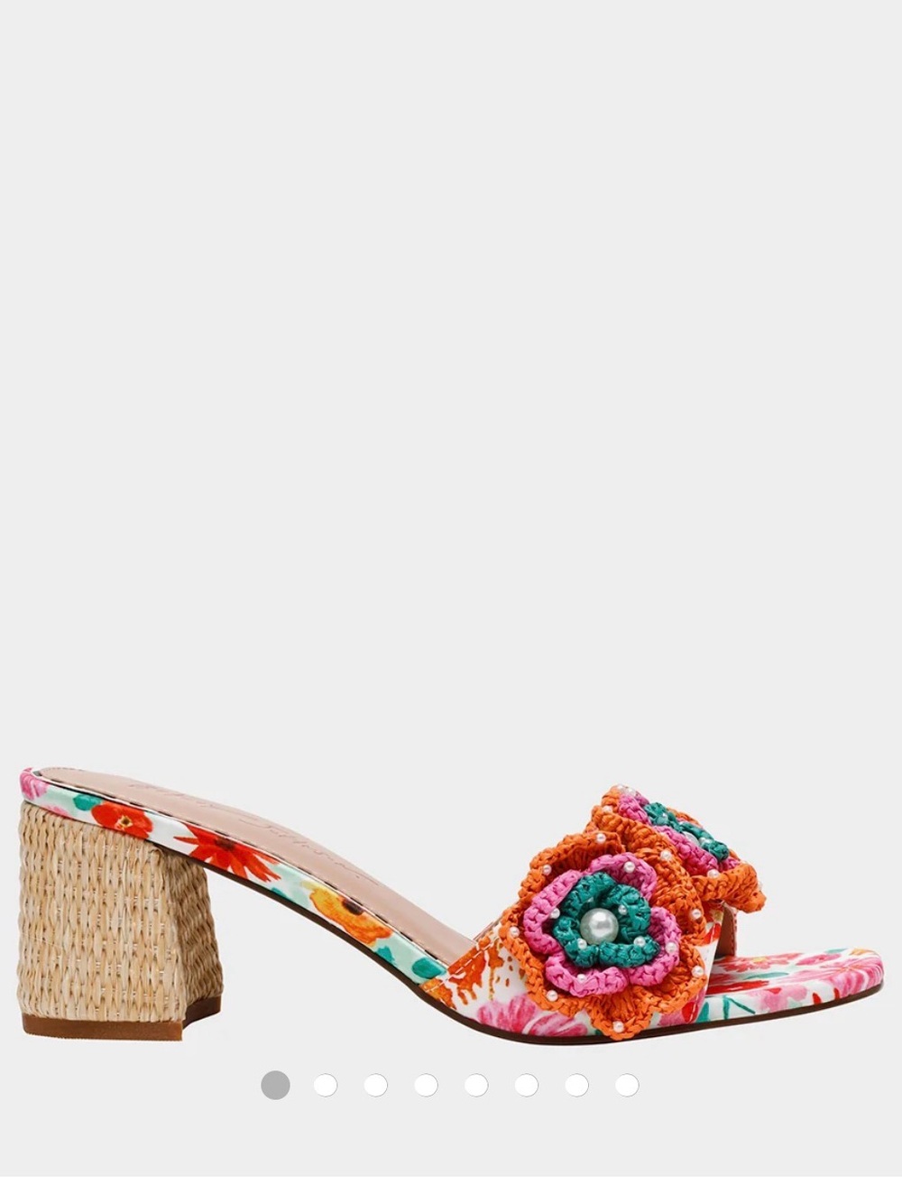 Betsey Johnson Orange Crochet Floral Slide Mules (Dietrich White Multi)
